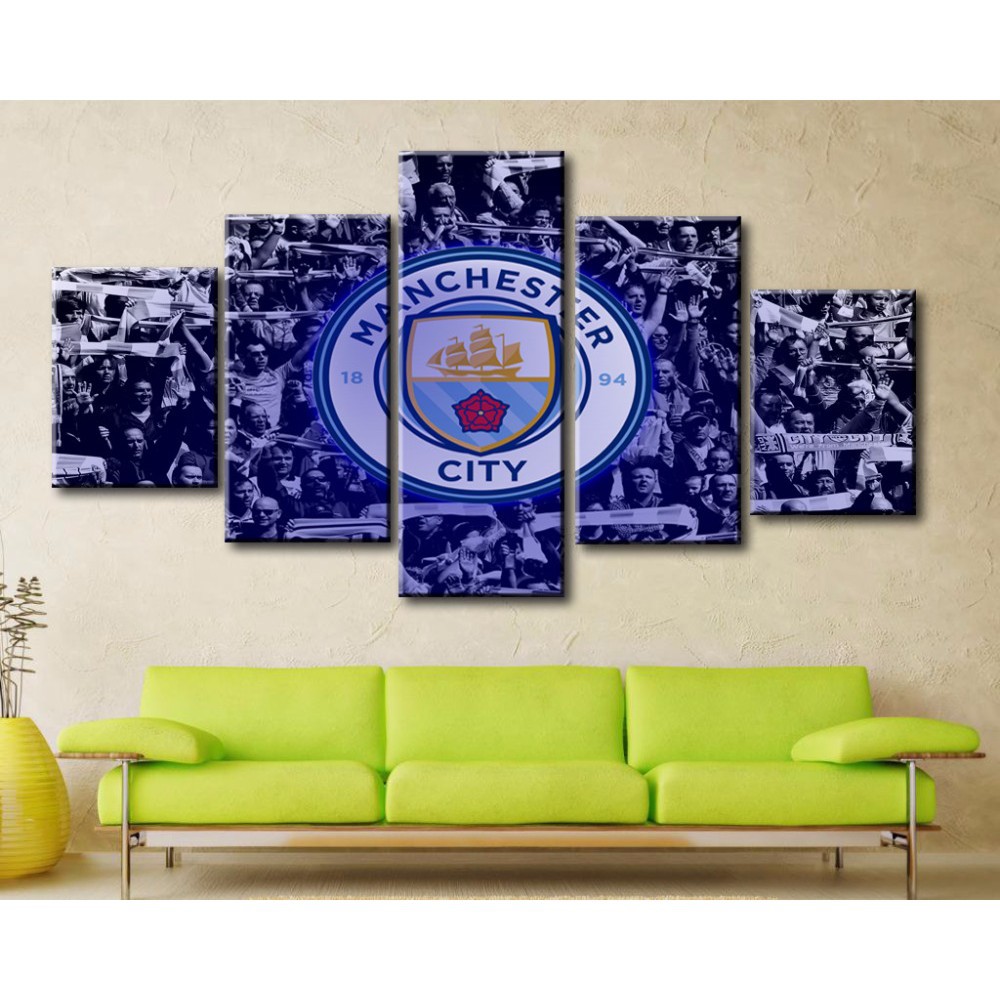 Hd Print 5 Pcs Manchester City Fc Football Canvas Wall Art Painting Home Decor Shopee Malaysia
