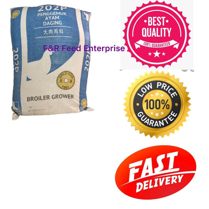 *Repack 1KG* Gold Coin[202P] Broiler Grower Chicken Feed Bird Food / Penggemuk Dedak Makanan Ayam Burung