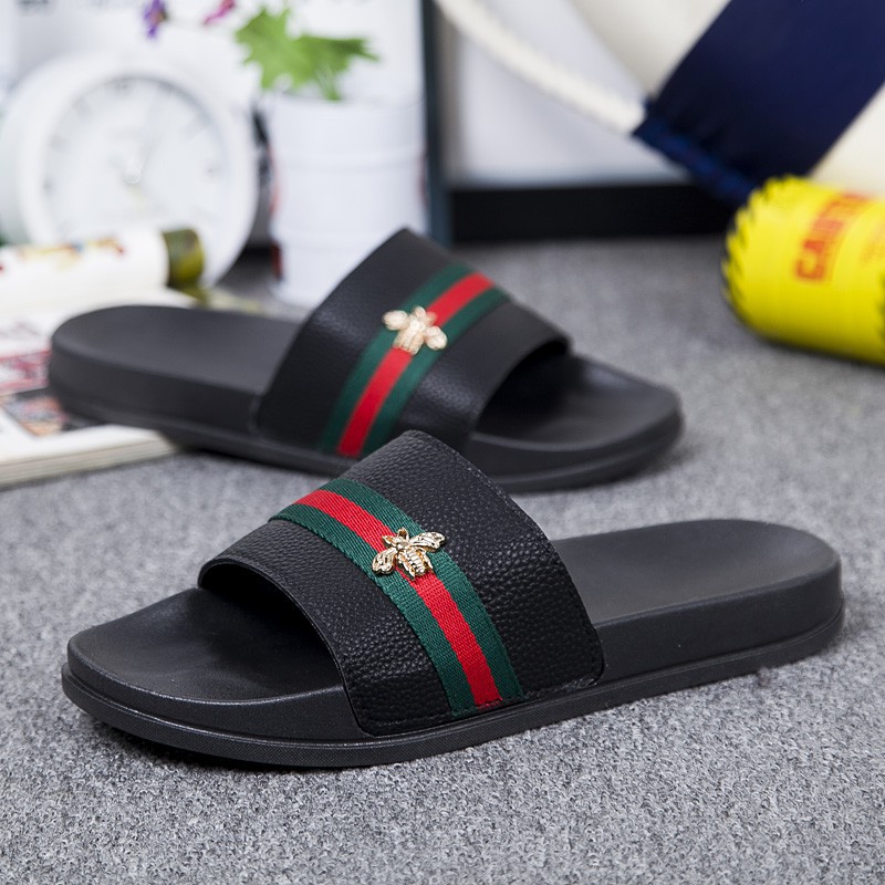 gucci flip flops with bee