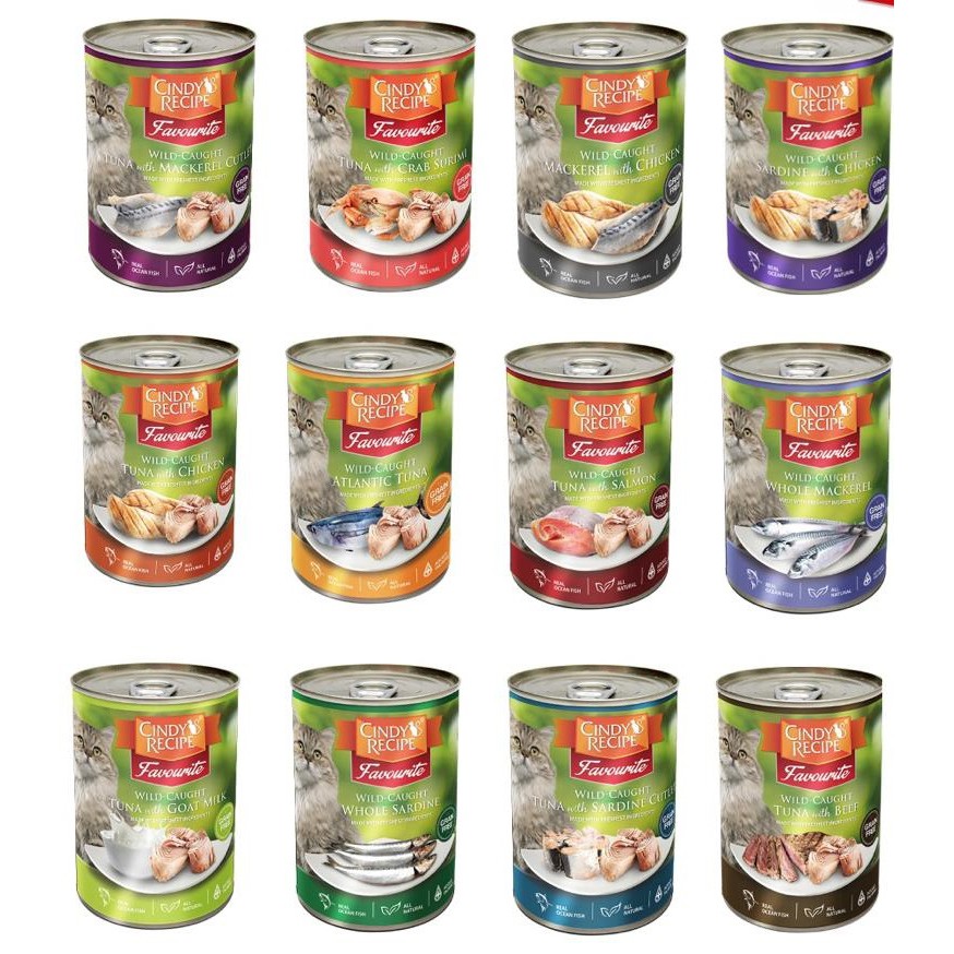 Cindy Recipe Cat Wet Food 400g Favourite Tasty Flavour Tuna w/ Salmon