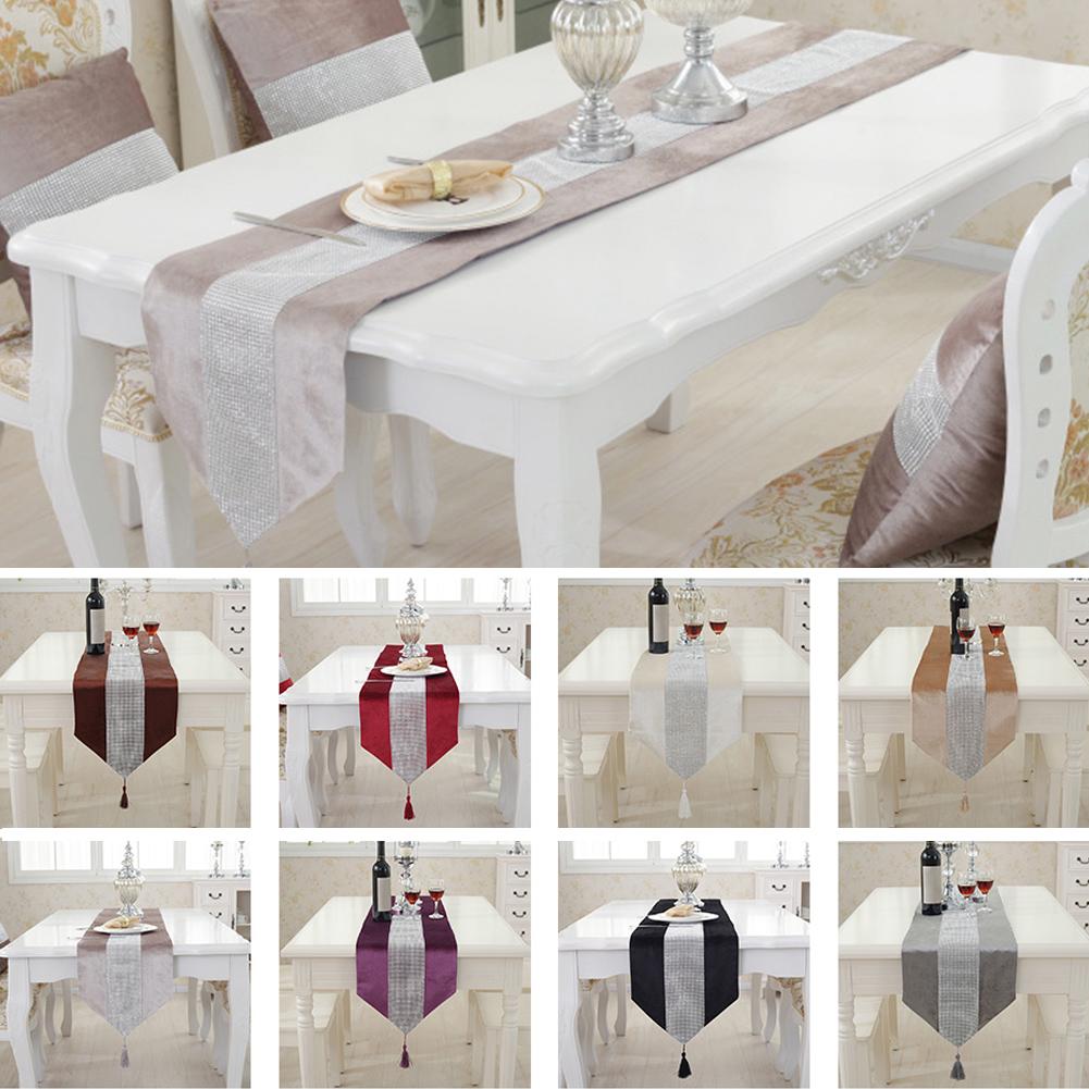 32 180cm 12 6 70 9inch Modern Table Runner Flannel Rhinestones Wedding Chirstmas Cake Floral Decor Craftss