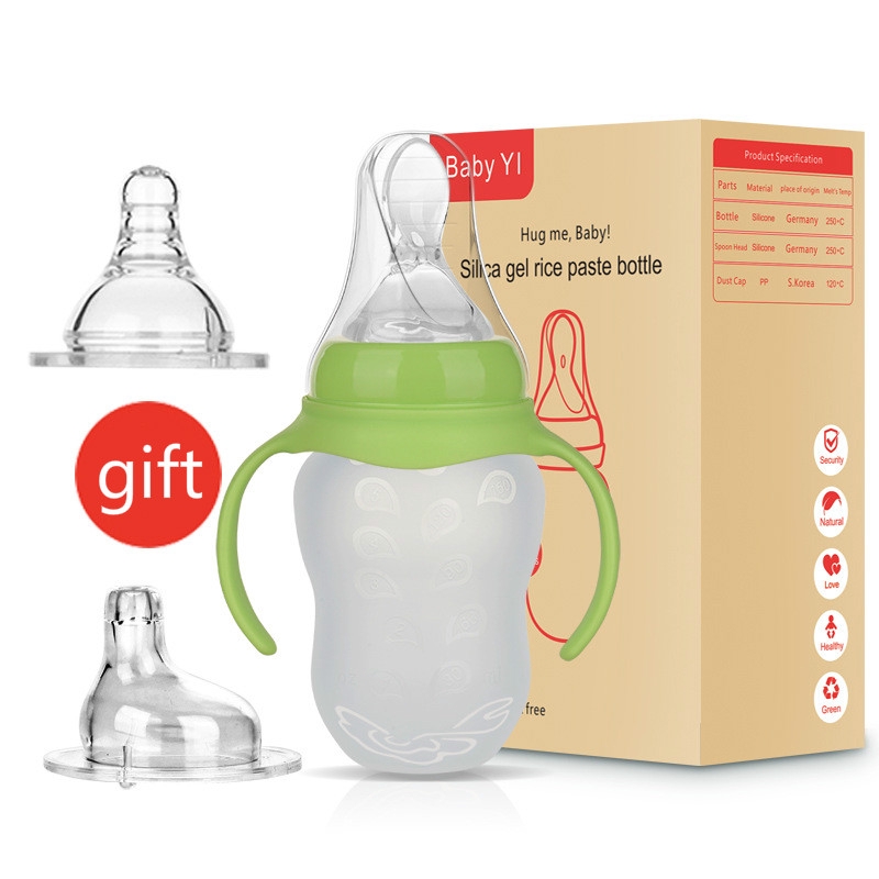 Three Functes Baby Feeding Bottle With Spoon Food Rice Cereal