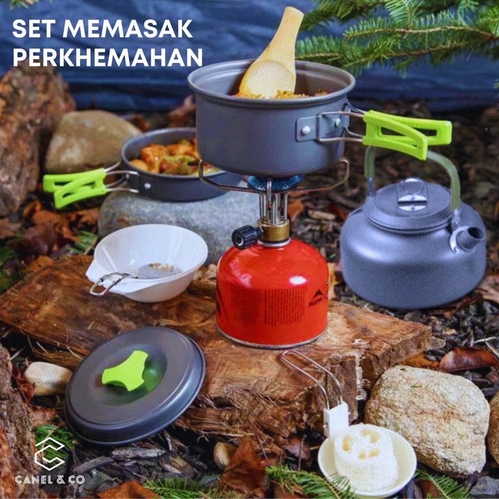 READY STOCK10 in 1 Camping Cookware Travel Tableware Outdoor Cooking