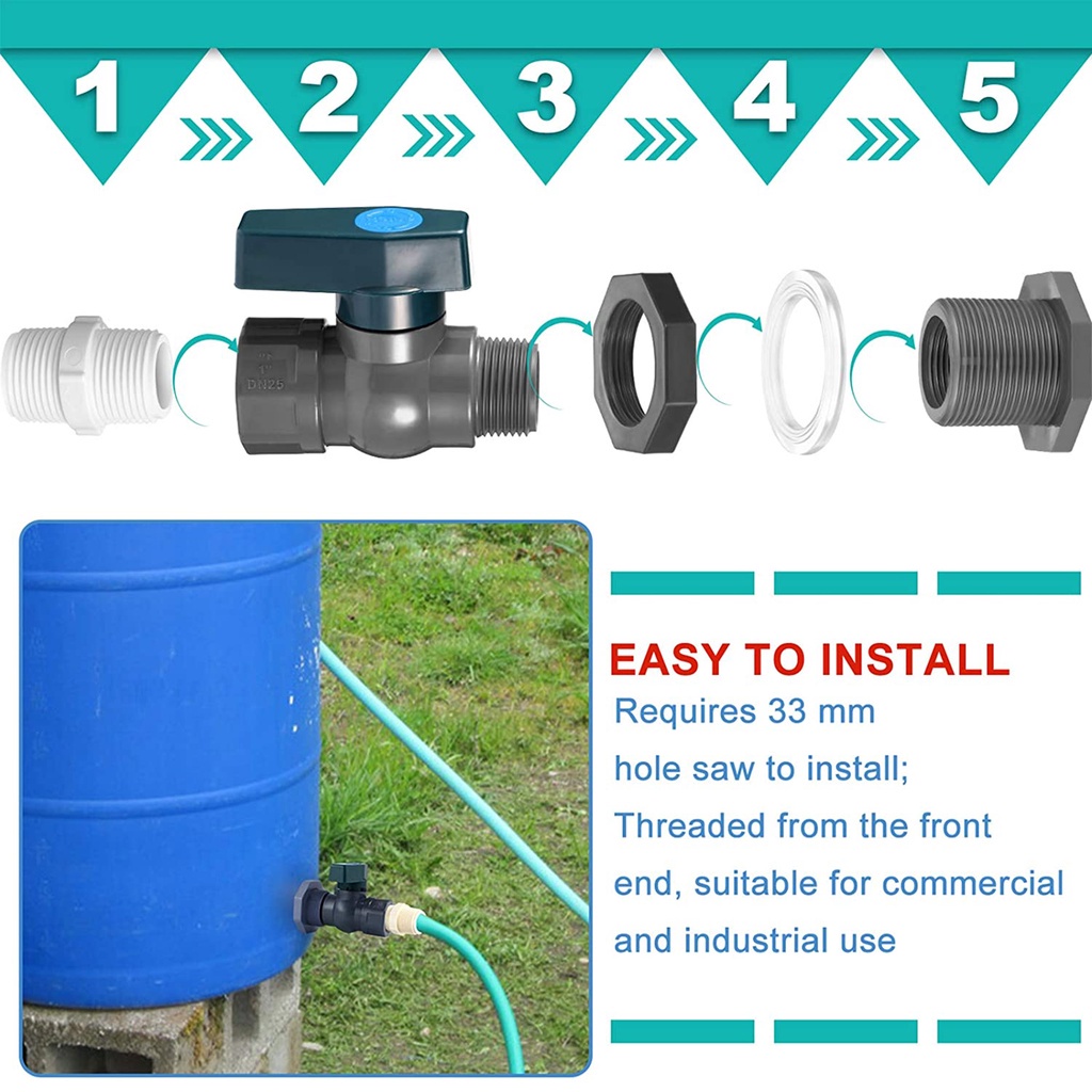 【In stock】Connection Adapter Plastics Connector Rain Barrel Faucet Kit Drainage Joint Irrigation Pipe Supplies PVC Practical Tools Non-toxic Bulkhead Durable DN20 Water Tower Aquarium Needs Tank Pool Bucket