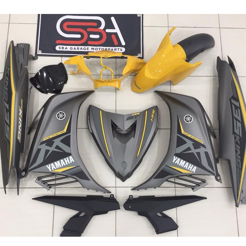 Coverset Bodyset Yamaha LC LC135 V2 V3 V4 V5 Grey Yellow MX KING Stripe