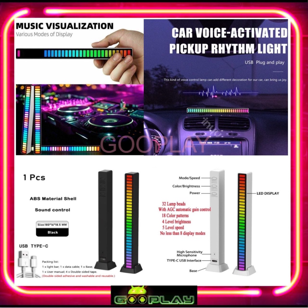 2021 RGB App Rhythm Light,Ambient Sound Control,32 Bit Music Level Indicator Car Desktop LED
