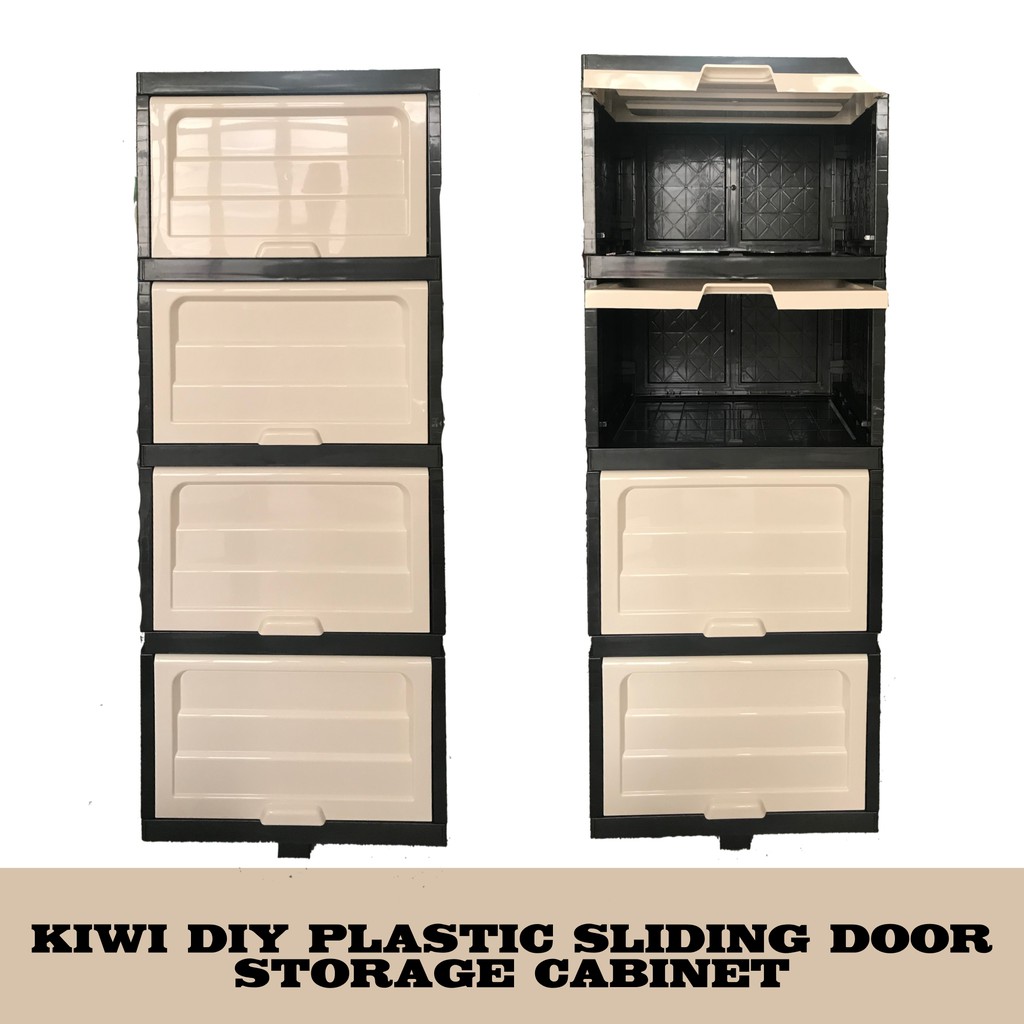 Kiwi Diy Plastic Sliding Door Storage Cabinet Wardrobe Kitchen