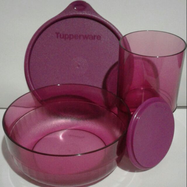 Tupperware elegant purple set (serving bowl & high glass with lid