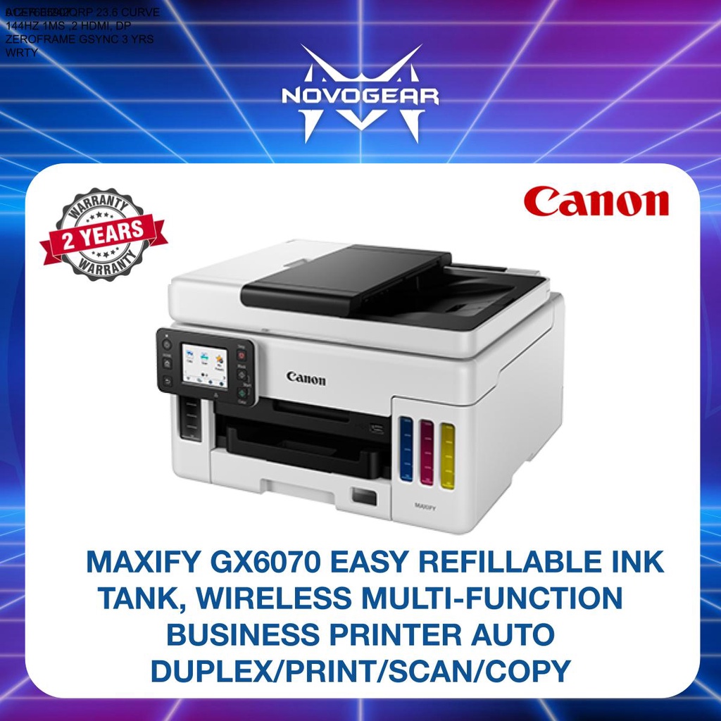 Canon Maxify Gx6070 Easy Refillable Ink Tank Wireless Multi Function Business Printer Auto 2184