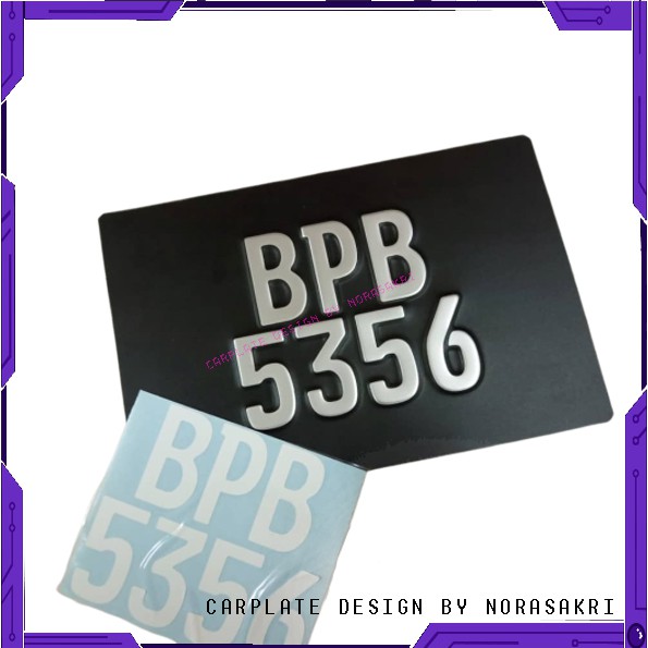1 SET PLATE NUMBER MOTOR KETUK EURO u0026 STIKER DEPAN { SILVER 