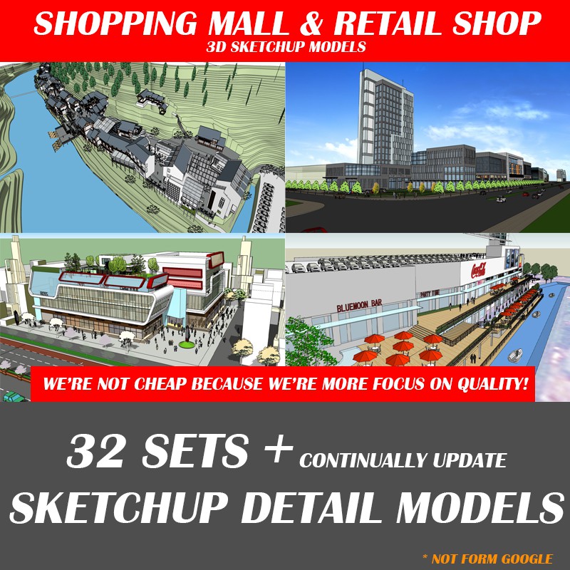 2020 FULL HIGH QUALITY SHOPPING CENTER & RETAIL SHOP 3D SKETCHUP MODELS
