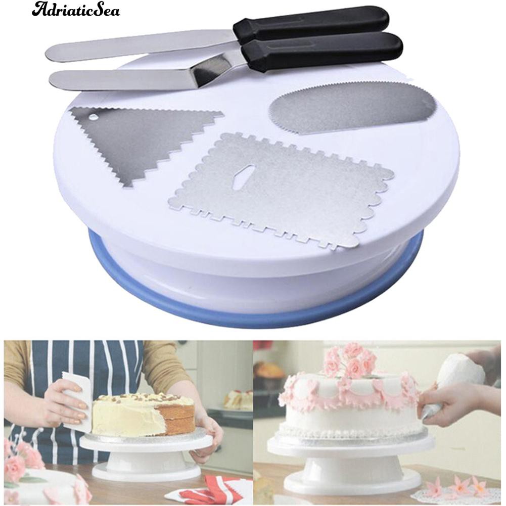 Adriaticsea Cake Turntable Rotating Stand Icing Bench Scraper