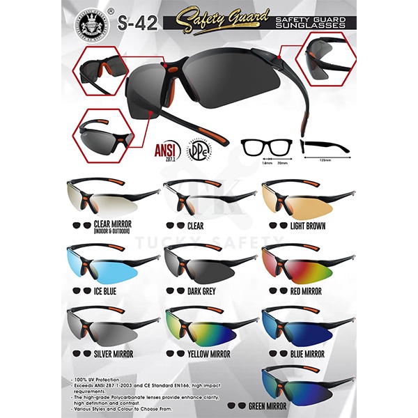 [ READY STOCK ] S-42 SAFETY GUARD SUNGLASSES / WORK EYEWEAR PROTECTIVE PROTECTION GOGGLE SPECTACLES / CERMIN MATA KERJA