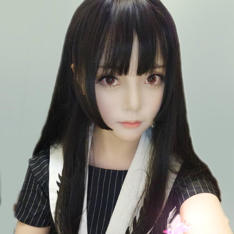 Male And Female General Wig Black Long Straight Hair Cos