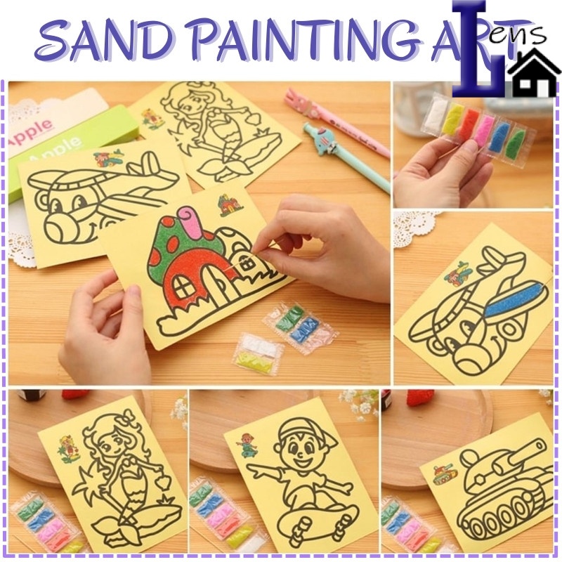 Creative Colorful Sand Painting Drawing Handmade Sand Art Cards DIY Color Art Paper Hand Craft Children Kids Toy