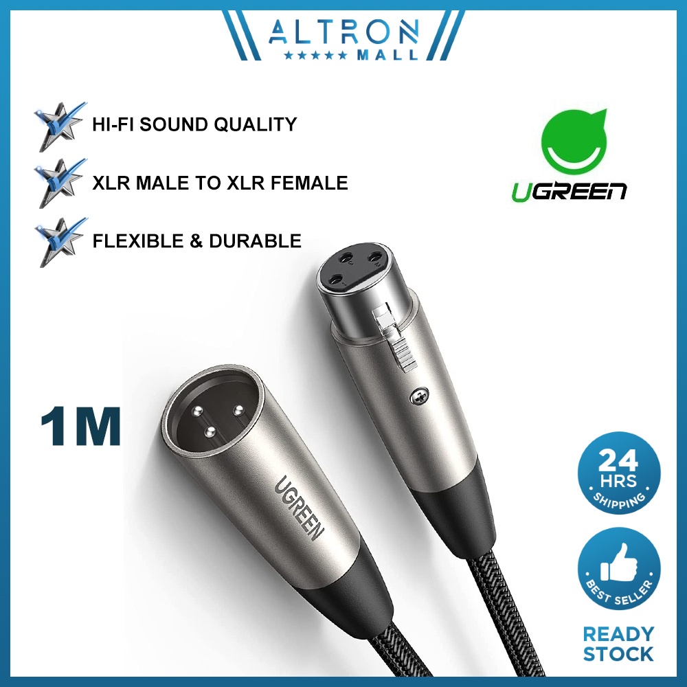 UGREEN XLR Male to Female Microphone Cable Extension Cord Audio Adapter or Amplifiers, Microphones, Mixer, Speaker