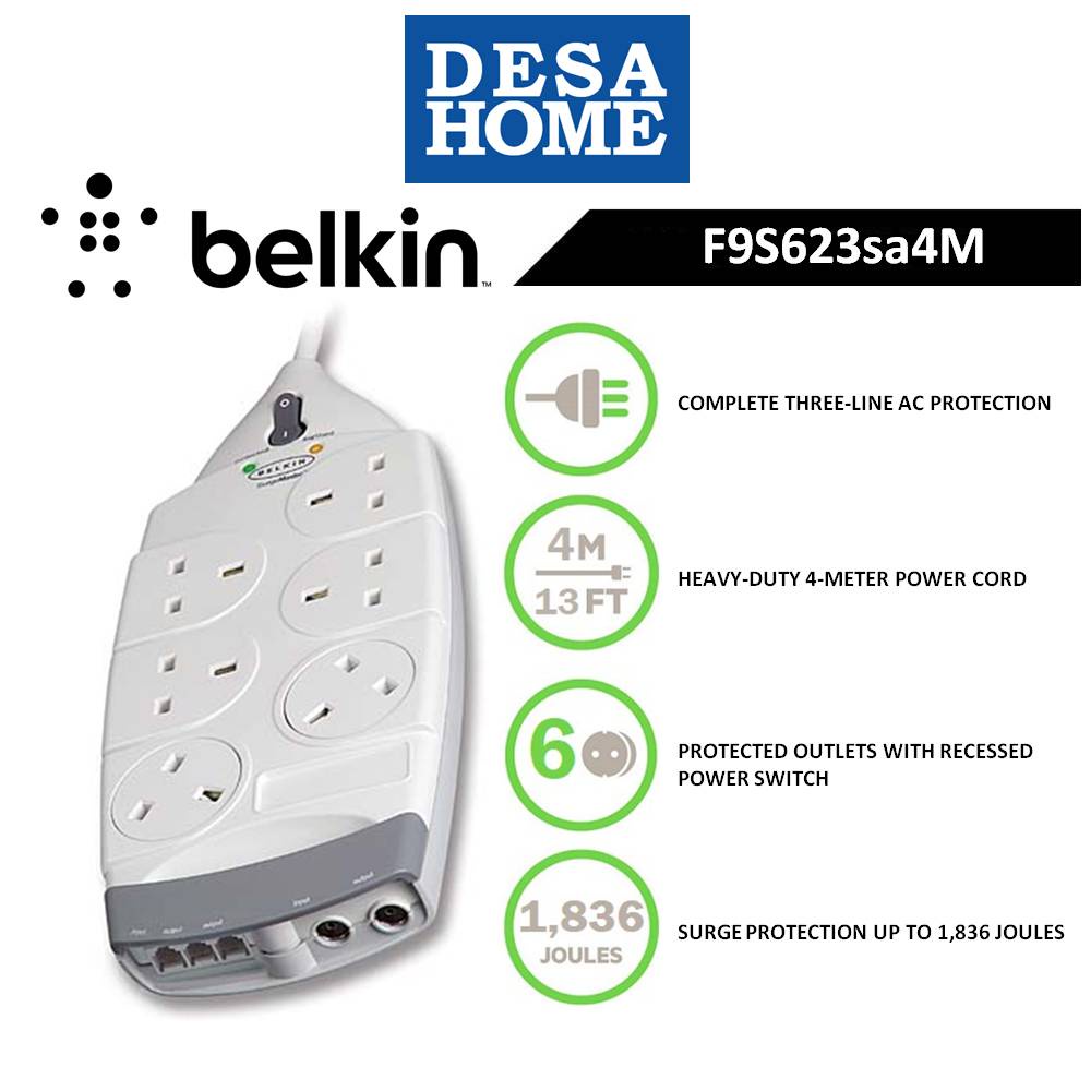 Belkin Superior Series 6 Socket Surge Protector F9S623SA4M