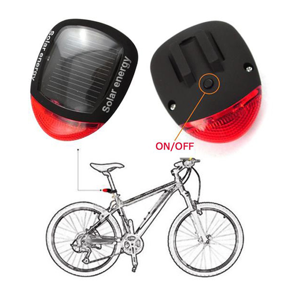 🎁KL STORE✨ 2 LED Solar Powered Solar Charging LED Flashlight Bicycle Tail Light Cycling R