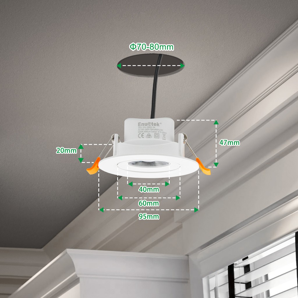 Directional 6w Small Led Recessed Downlight Vaulted Ceiling Down