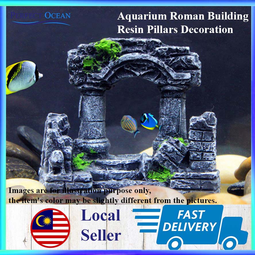 Roman Building Resin Two / Three Pillars Aquarium Decoration 🌊READY STOCK🌊 Perfect Ocean