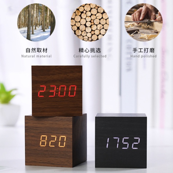 Led Desktop Wooden Alarm Clock Home, How To Set Up Wooden Clock