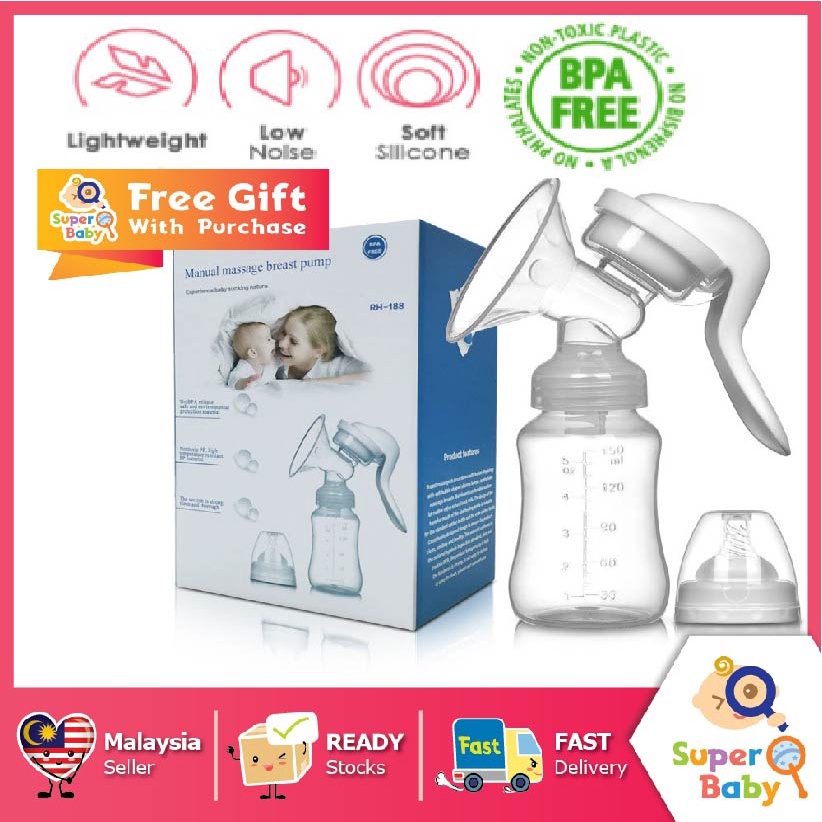 Manual Breast Pump 5oz/150ml with OnePiece Design Adjustable Suction