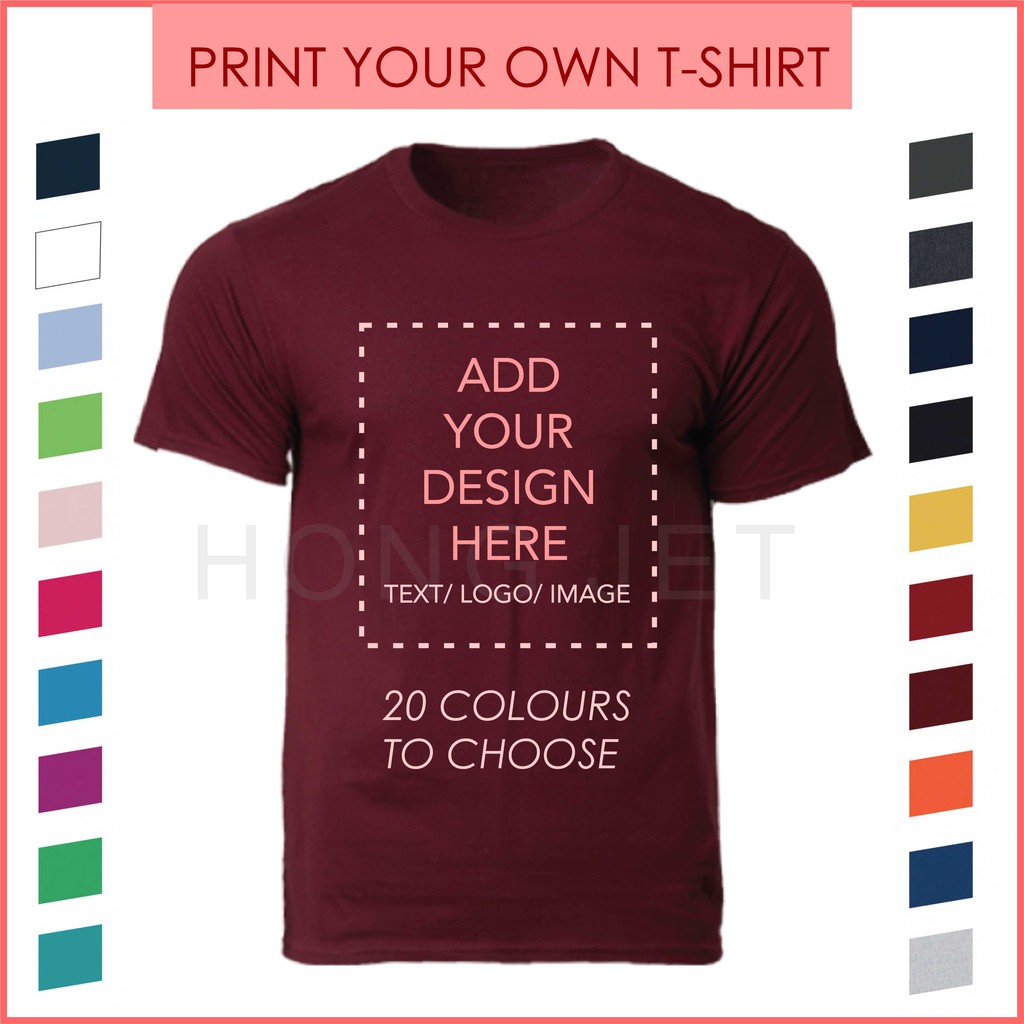 Buy CUSTOM T-Shirt Printing Short Sleeve (22 Colours ) Cetak Baju 