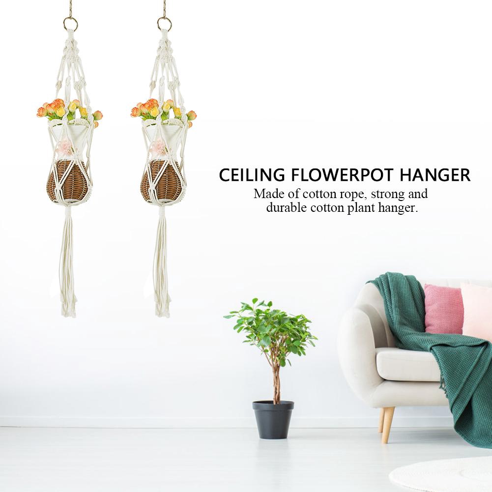 Ceiling Plant Hanger Hanging Flowerpot Rope Plants Bakset Holder Room Wall Art