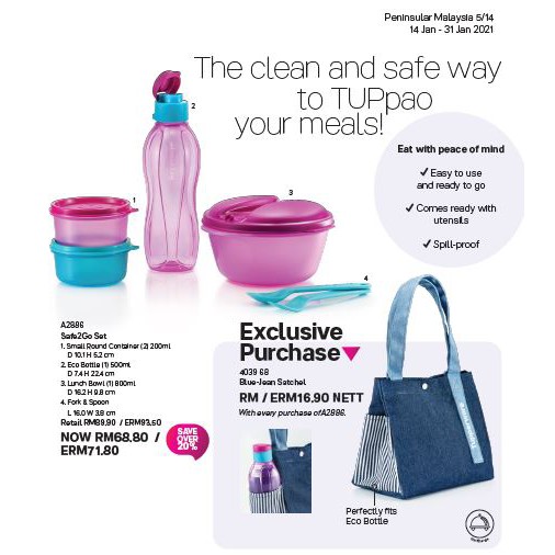 (New) Tupperware Safe2Go Set