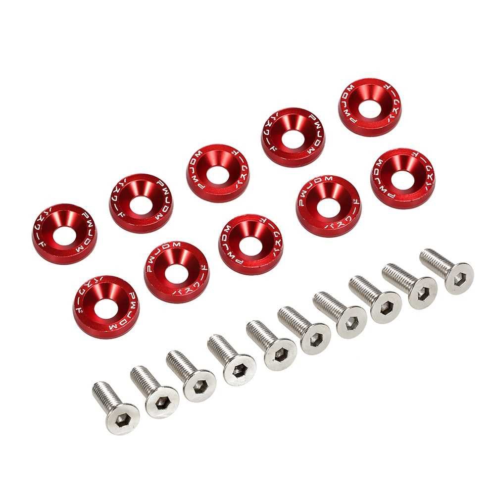 Geartronics 40pc Red JDM Billet Aluminum Fender/Bumper Washer Bolt Set – Engine Bay Dress Up - View #2