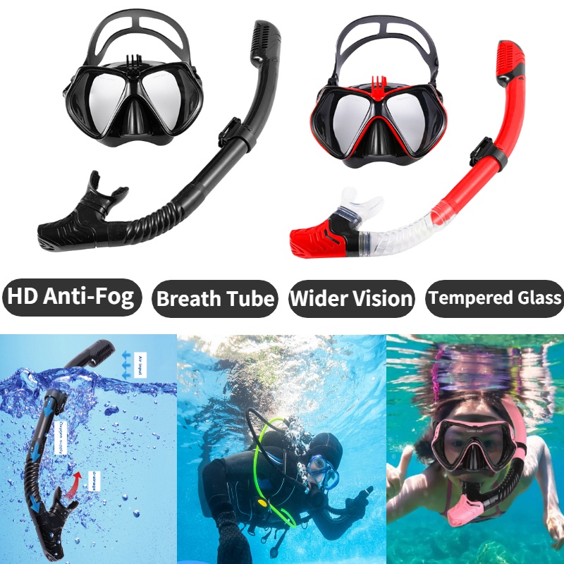 Professional Underwater Scuba Diving Masks Anti-Fog Snorkel Goggles Snorkeling Breath Tube Set Swimming Glasses Pool Equipment