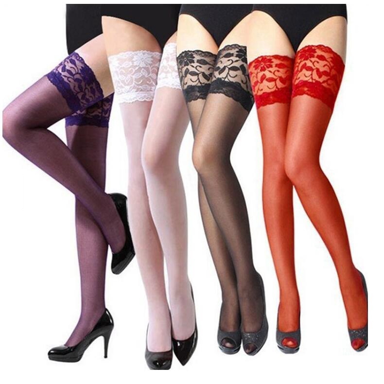 1pair Women S Sexy Stocking Sheer Lace Top Thigh High Stockings Nets