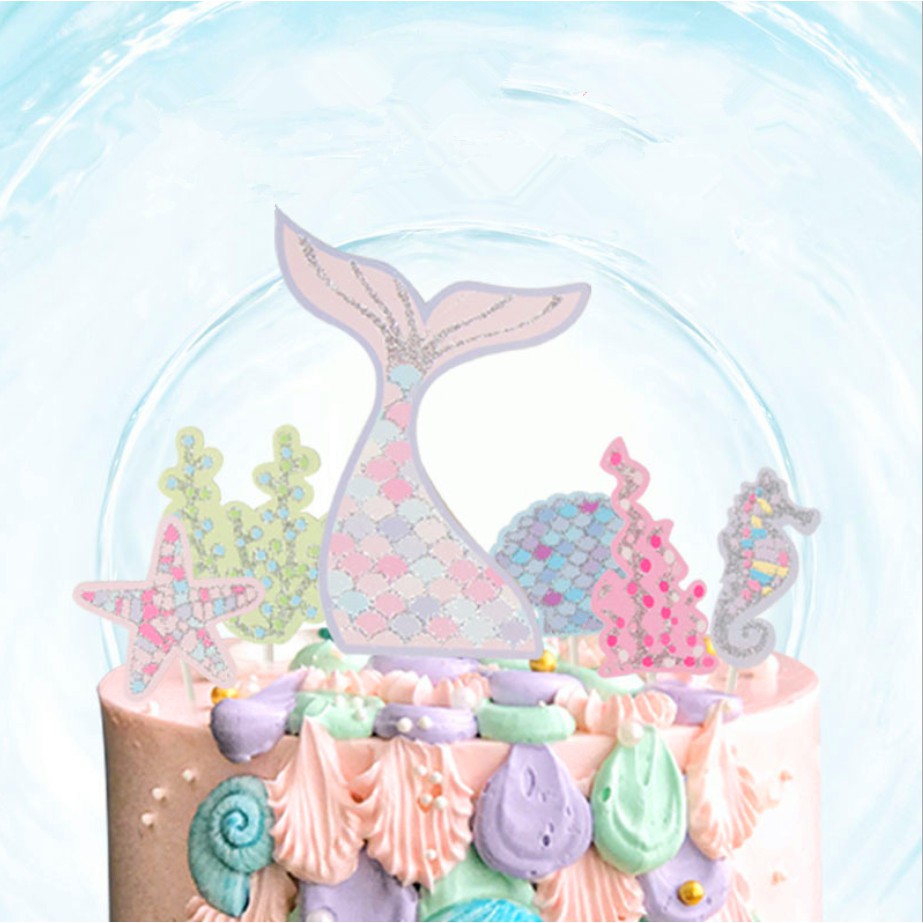 Little Mermaid Tail Custom Birthday Cake Topper Decoration Theme