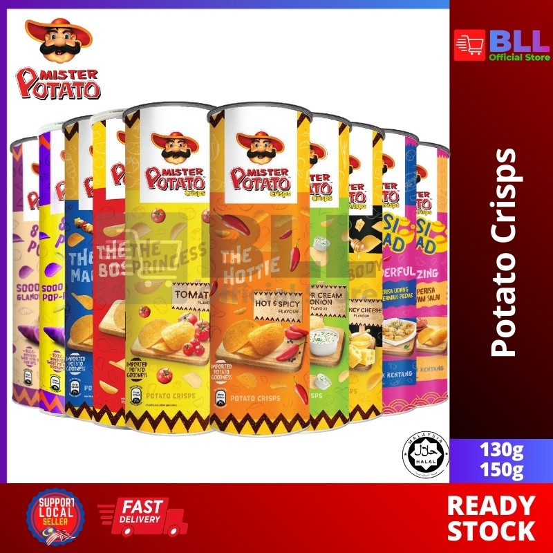 Halal Mamee Mister Potato Crisps Kerepek Kentang Originalsweet Corn Ubi Tomato Bbq Sour Cream Onion Hotspicy 130g 150g