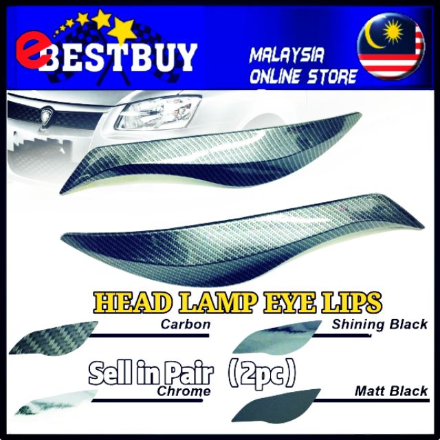 PERODUA Headlamp Eye lip Protector Chrome Carbon Black 