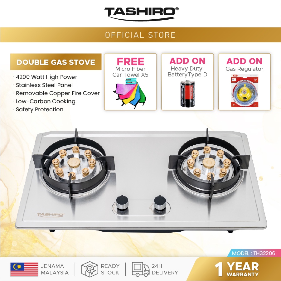 TASHIRO 304 Stainless Steel Gas Stove BuildIn / Dapur Campuran