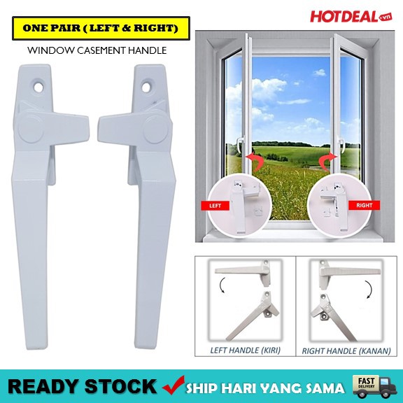 Borong Left Right Aluminium Casement Window Door Handle Lock Knob