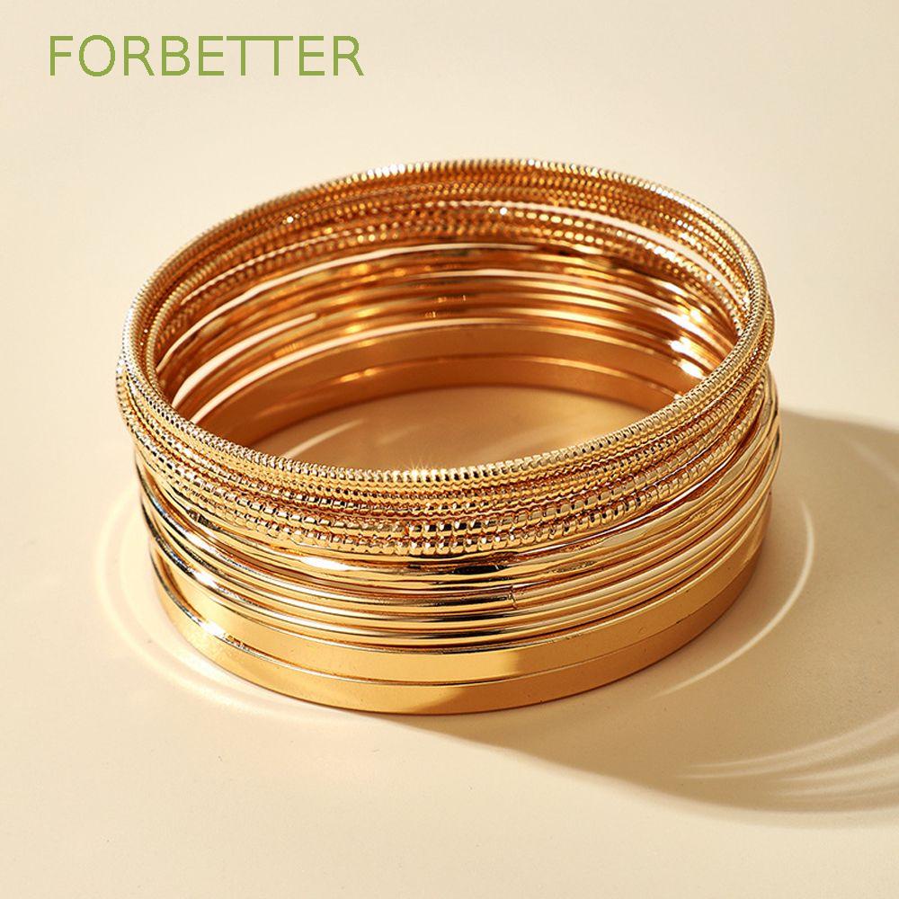 FORBETTER 14Pcs/set Women Bracelets Trendy Hands Jewelry Korean Bangles Gold Color Punk Cross Elegant Bohemian Wide Side Wrist Bands/Multicolor