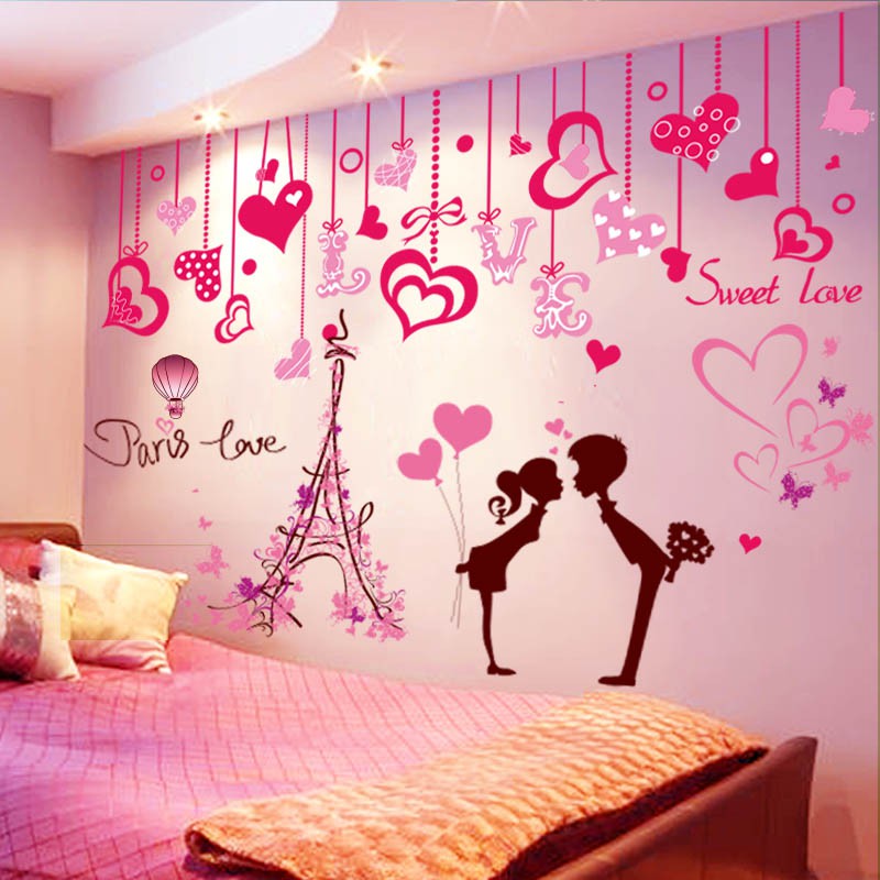 Wall Sticker Stickers Bedroom Room Background Wall Decoration Wedding Room Bed S