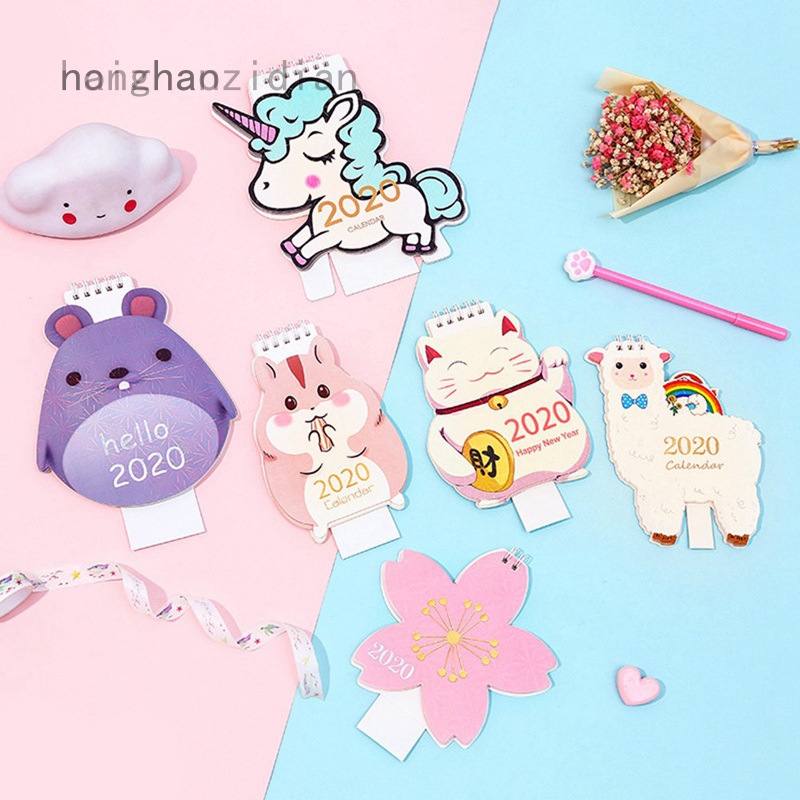 Cartoon Year Desk Calendar Kawaii Unicorn Shape School Desk