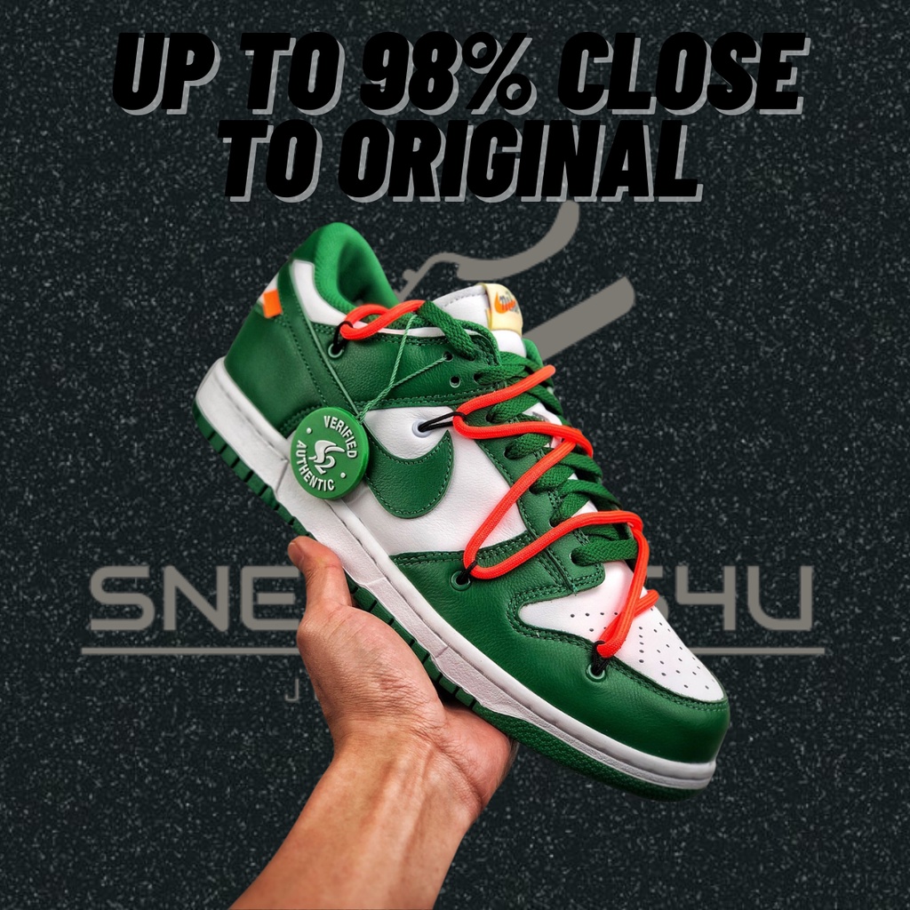 [Reflective God Version] Off-White X Futura X Nike Dunk Low "Pine Green" Casual Low Top Sneakers