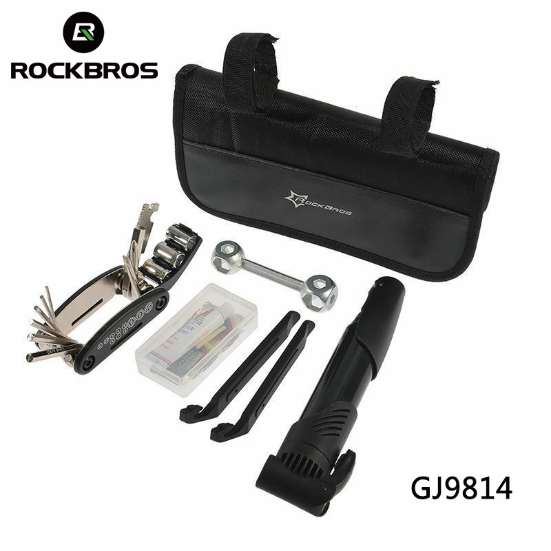 ROCKBROS Bike Portable Tyre Bike Repair Kit Tool Bag Multi-function Tool Black