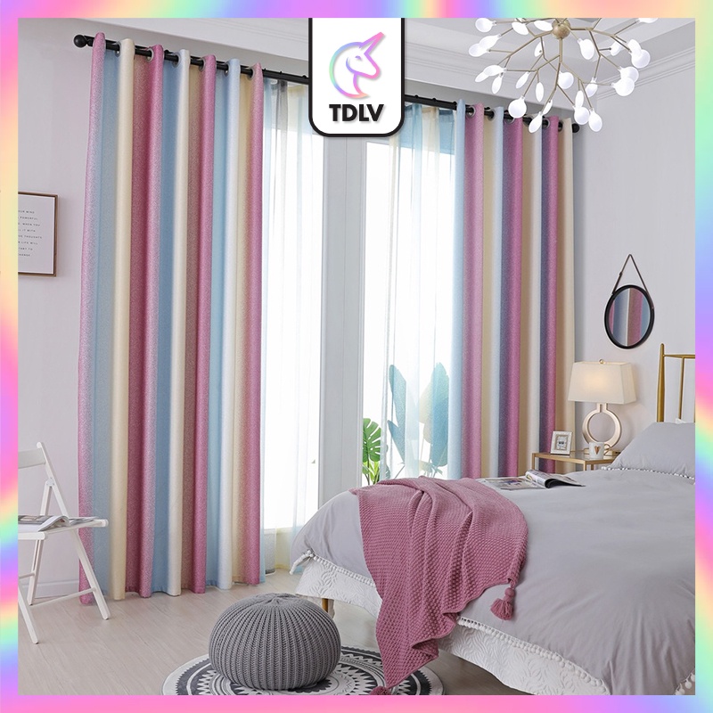 TDLV 1pcs Ring Eyelet Macalon Curtain Nordic Velvet Linen Gradient Living Room Bedroom Home Window Curtain (250x100cm)