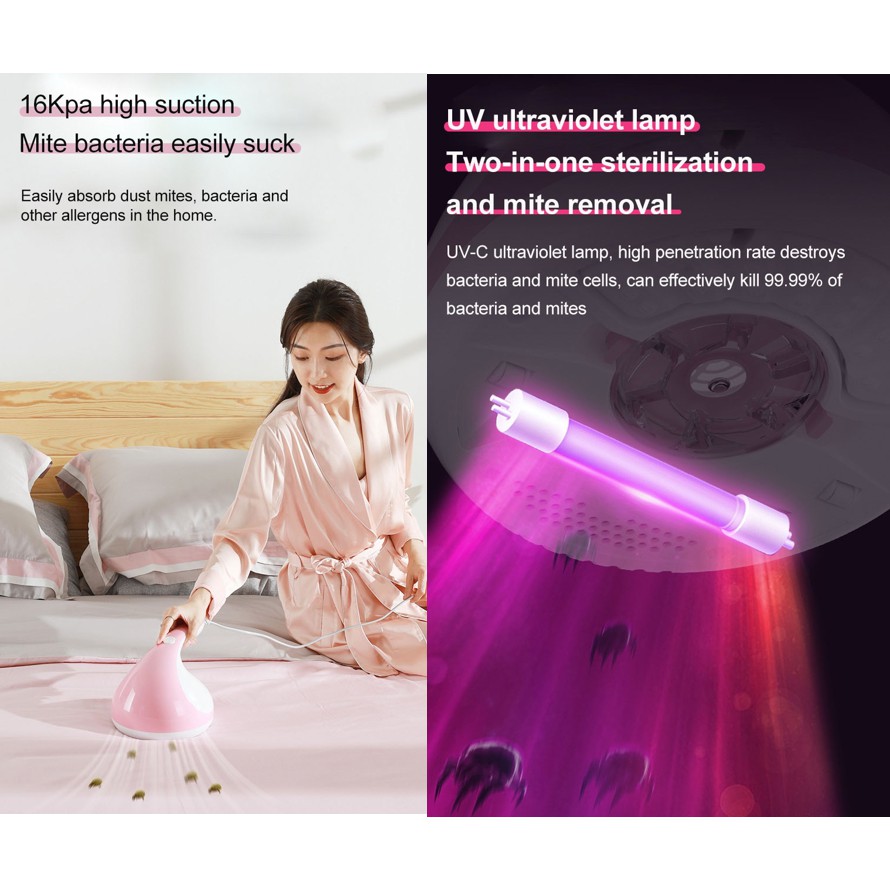 Handheld UV Light Vacuum Cleaner, Bed Mites Collector Removes Dust