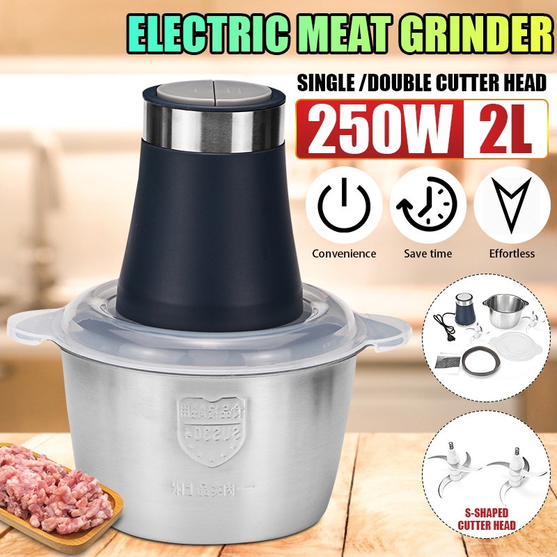 2L Mincer Food Processor 304 Stainless Steel Electric Chopper Meat Grinder Slicer Vegetable Food Chopper Meat Slicer Machine