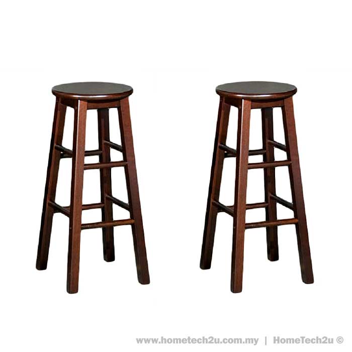 LAVelle 29" inch Wooden Round Bar Stool Pub Bar Counter Stool Chair Kerusi Bar Tinggi Solid Wood Kerusi Makan Kayu