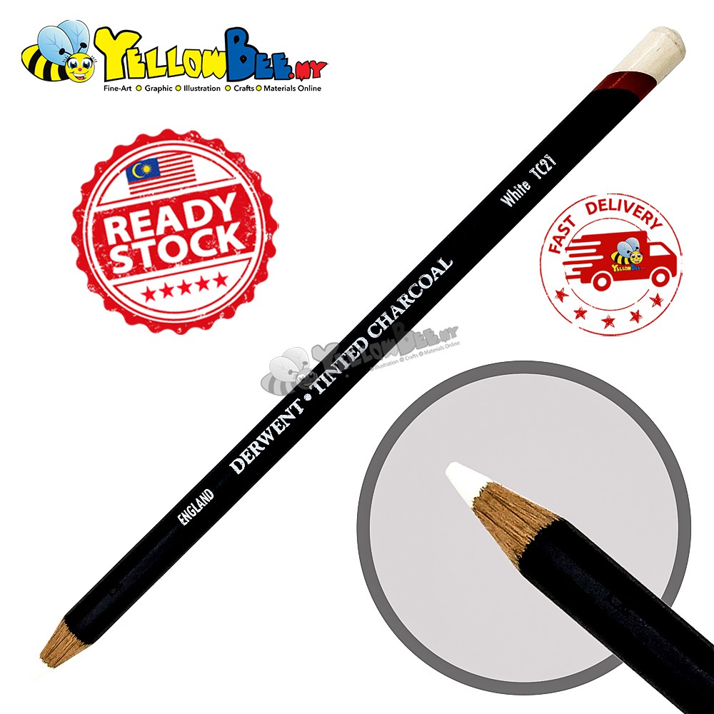 Derwent TINTED WHITE Charcoal TC21 Tinted Charcoal Pensel Pencil