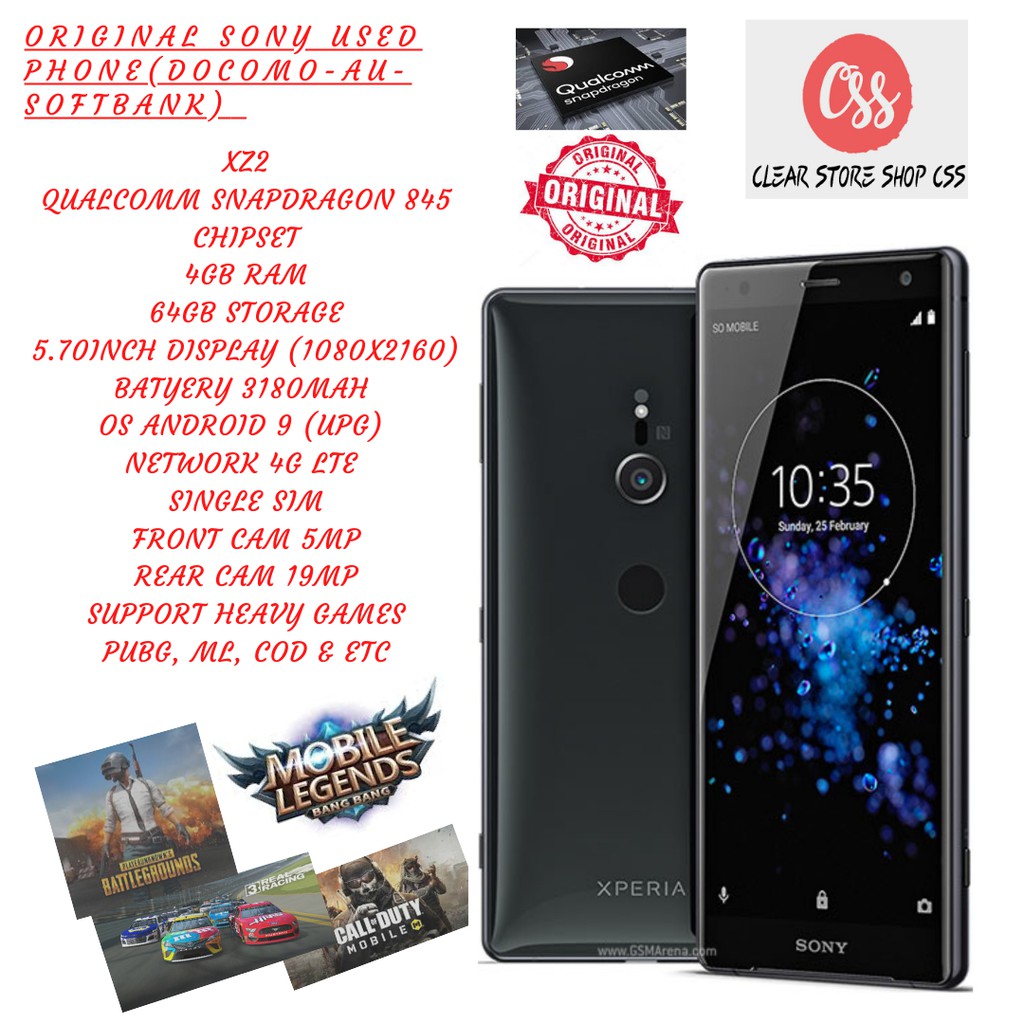 Sony Xperia XZ2 Original Used Handphone Gaming (free casing, usb cable ...