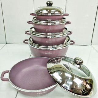 SET PERIUK DESSINI  ITALY 10pcs NON STICK CERAMIC COATING 