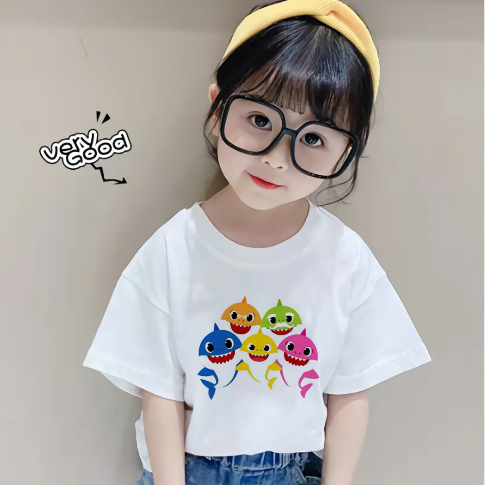 IN STOCK Boys Girls Baby Shark T Shirt Kids Cartoon Baby Shark Family Reunion Dinner Short Sleeve Tee Shirts Children Summer Tops Clothes